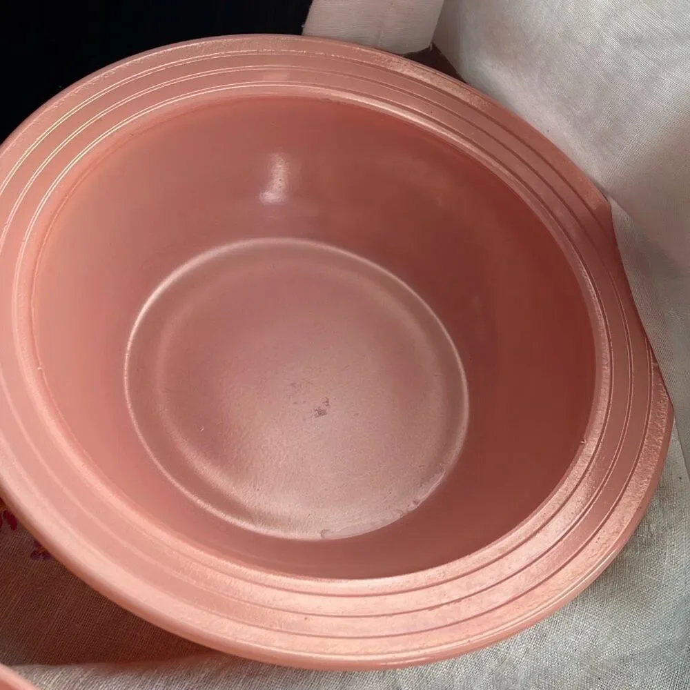 Vintage Hazel Atlas Moderntone Platonite Pastel pink bowls. Lot of 2